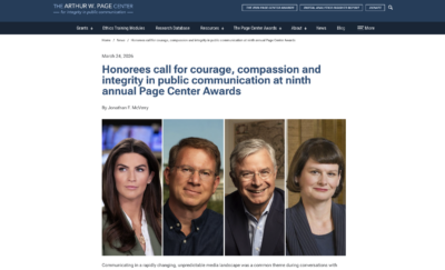 Honorees call for courage, compassion and integrity in public communication at ninth annual Page Center Awards
